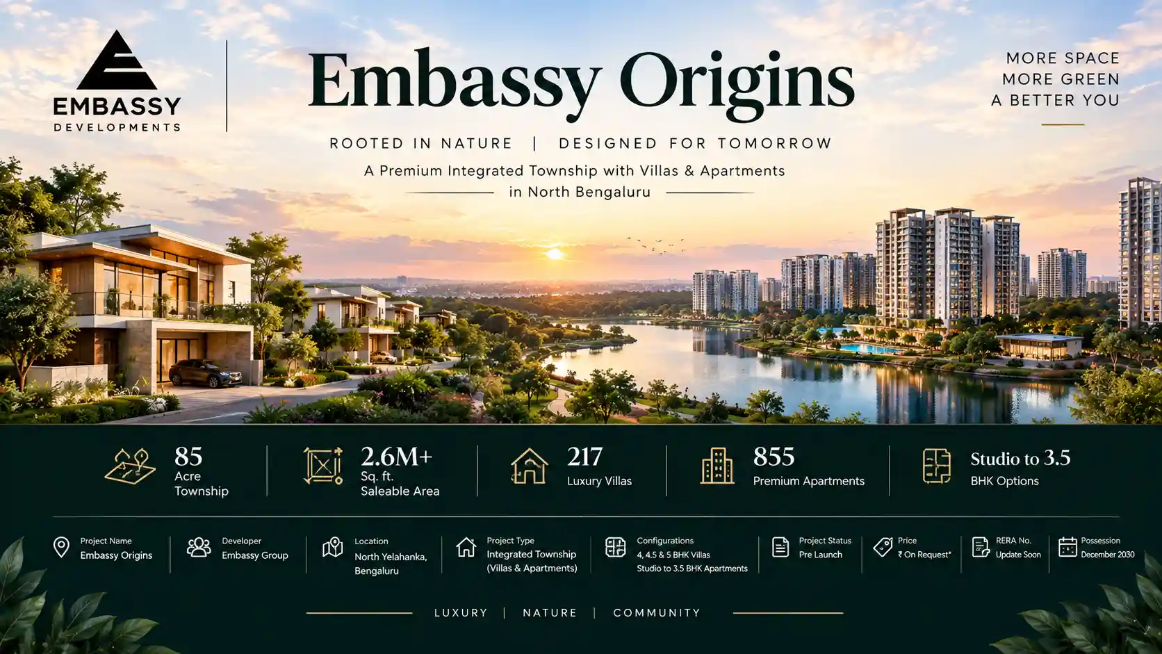 Embassy Origins North Yelahanka luxury township in Bengaluru