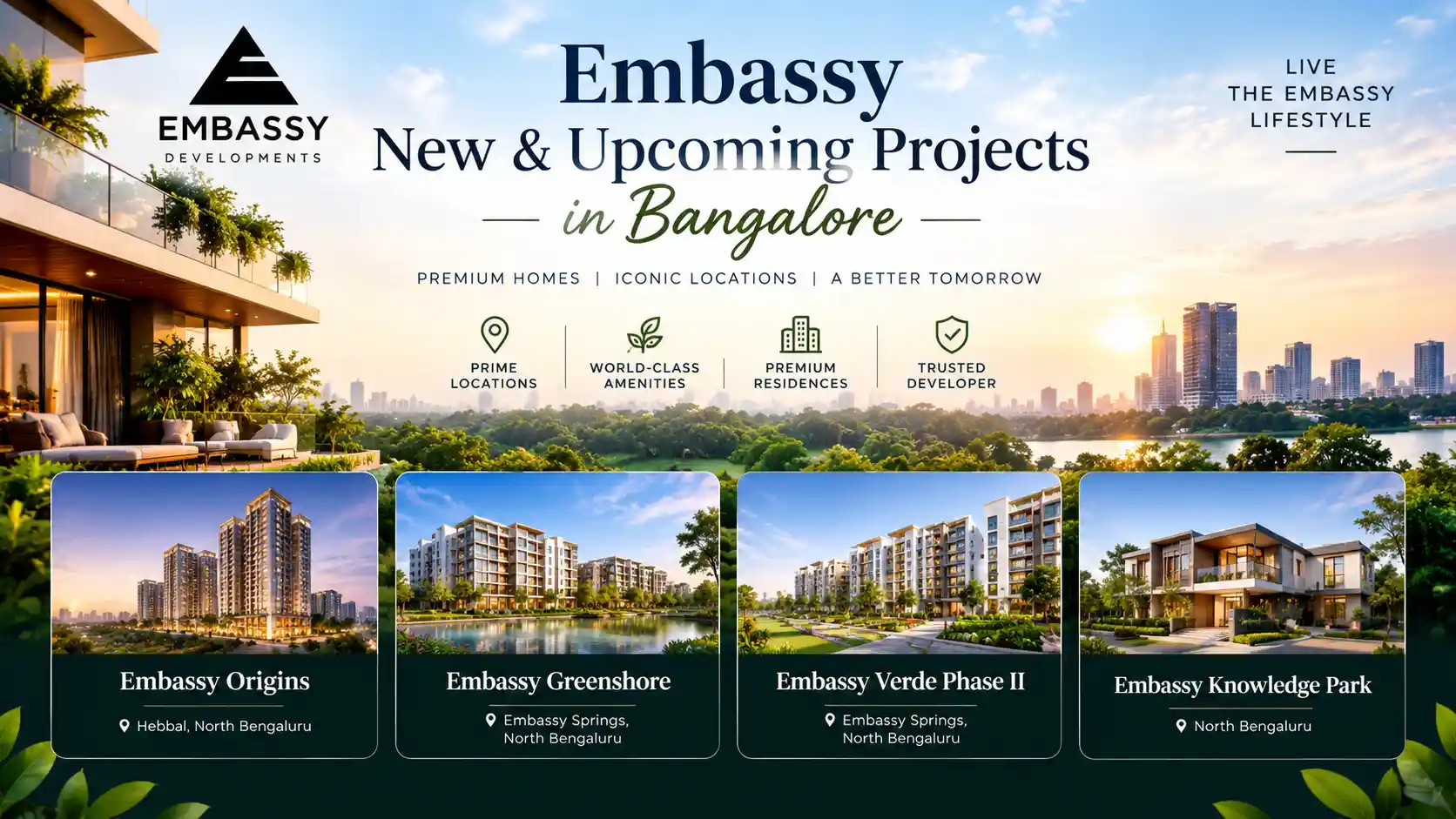 Embassy Group new and upcoming residential projects in Bangalore featuring luxury apartments and villas in North Bengaluru